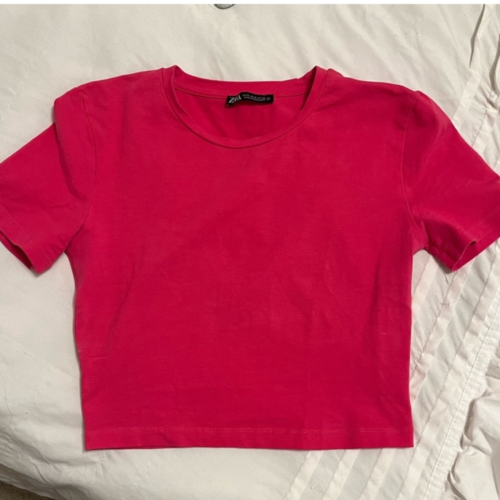 Zara Cropped Hot Pink Tee